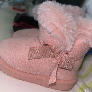 Pink Faux Fur Baby Boots